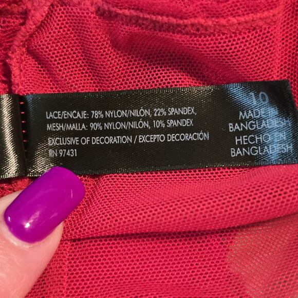 Smart & Sexy The Curvy Collection High Rise Cheekini Womens 10 Red Lace Mesh - Picture 5 of 8